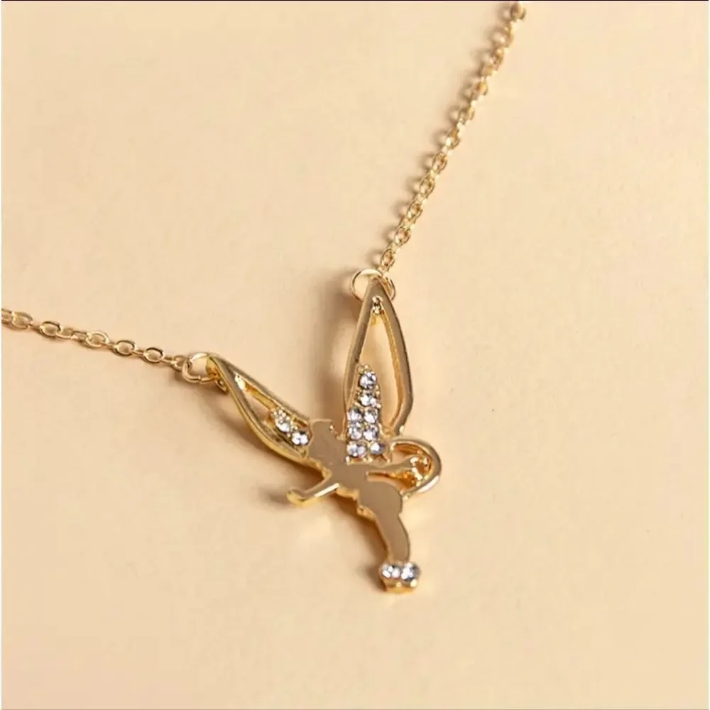 Classic Trendy cartoon rose gold plated angel pendant necklace